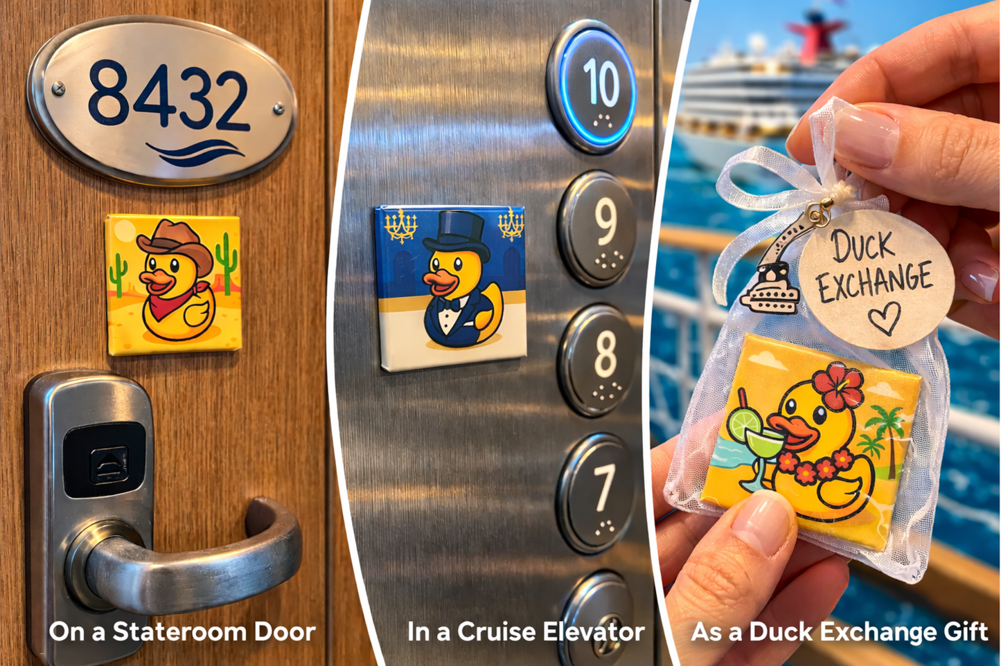 Cruise Duck Magnets – 9 Pack | Fun Cruise Souvenir & Cabin Door Decor